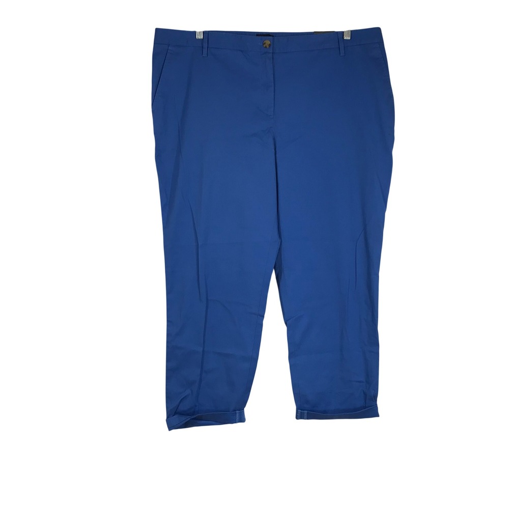 Talbots Relaxed Chino Pants Womens 18W Blue Cropped Side Stripe New